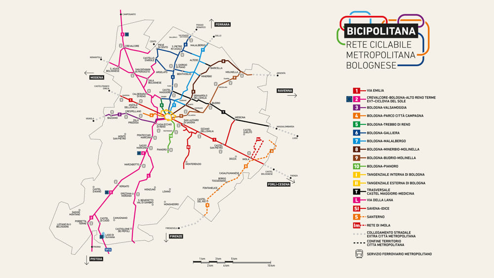 Bicipolitana - planejamento da rede de ciclopistas de Bologna